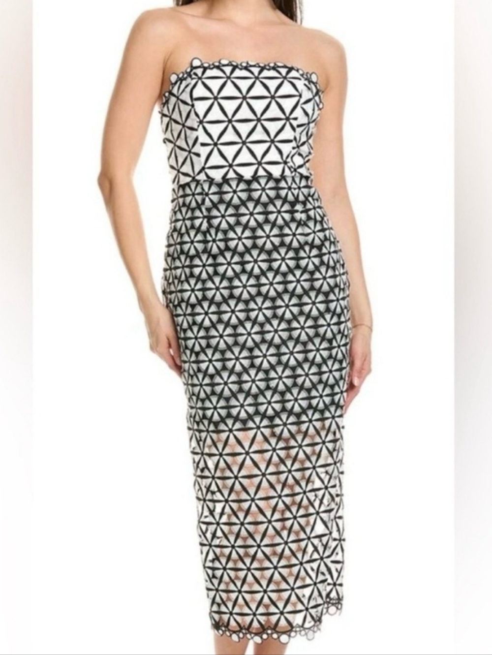 Milly Geometric Star Lace Strapless Dress Size 12